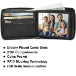 Geniune Leather Full Zipper With RFID Secure Capacity Wallet - Image 4