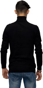 Black High Neck Pullover For Men, Winter Turtal Slim High Neck. - Image 4