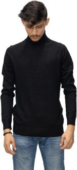 Black High Neck Pullover For Men, Winter Turtal Slim High Neck. - Image 5