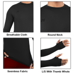 Mens Crew Neck Long Sleeve Tops Athletic Thumb Hole T shirts - Image 24