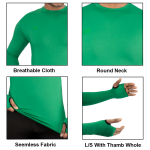 Mens Crew Neck Long Sleeve Tops Athletic Thumb Hole T shirts - Image 23
