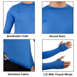 Mens Crew Neck Long Sleeve Tops Athletic Thumb Hole T shirts - Image 21