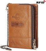 Leather Wallet Chain Bi-fold With RFID Blocking Security Wallet - Image 8