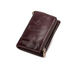 Leather Wallet Chain Bi-fold With RFID Blocking Security Wallet