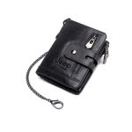 Leather Wallet Anti-Theft Chain & RFID Secure Leather Wallet