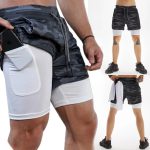 Men's 2 In 1 Army Sports Wear Strechable And Smooth Shorts