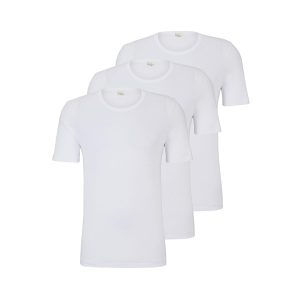 3pcs Men's White R/N Cotton Innerwear Smooth And Breathable