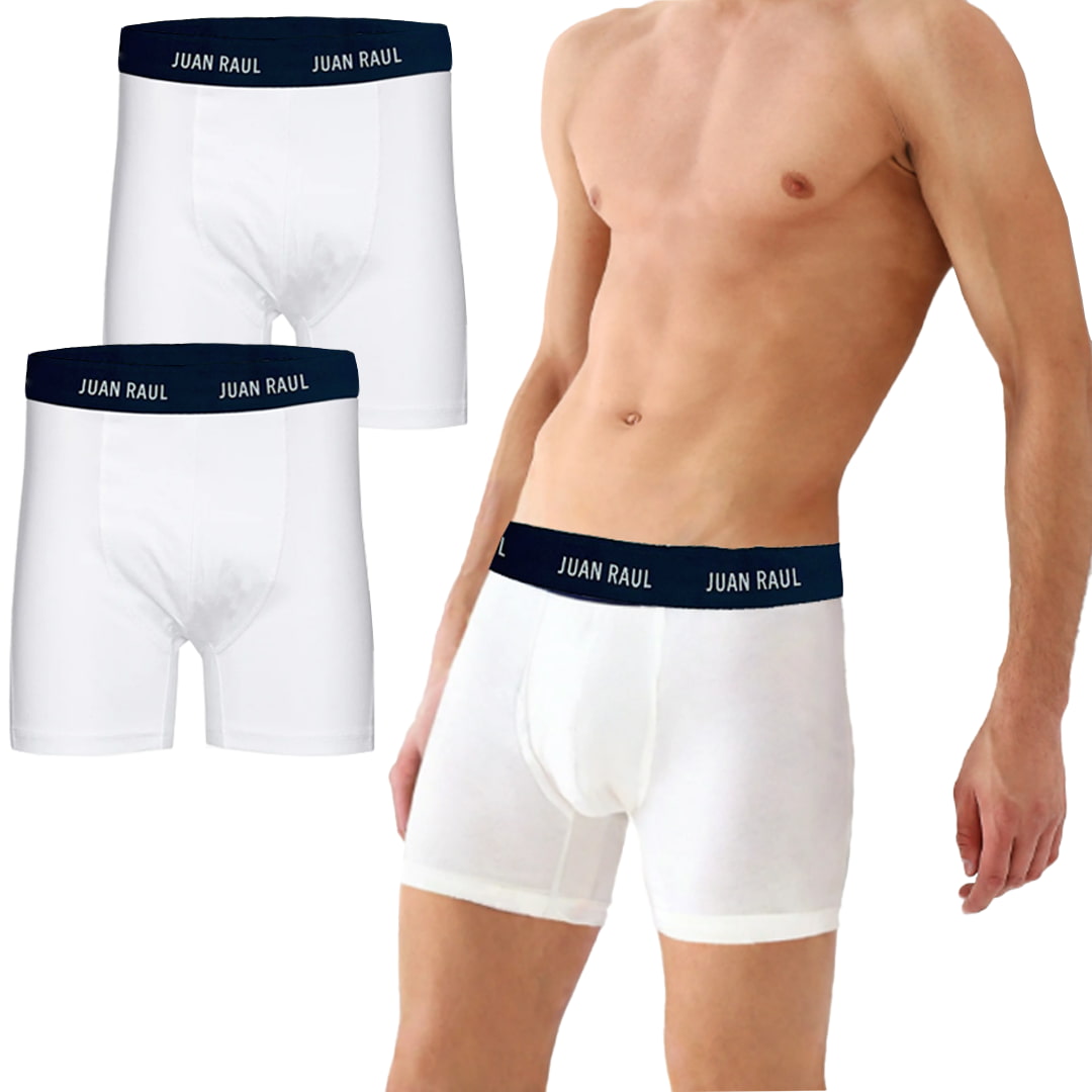 JR Wht 1 (2) OVERS 3Pcs Multi Pack Men's White Bamboo Boxer Trunks - Image 1