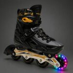 Black Inline & Roller Skates Shoes Adjustable Size With Protection Gear Complete Set. - Image 2