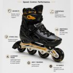 Black Inline & Roller Skates Shoes Adjustable Size With Protection Gear Complete Set. - Image 3