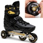 Black Inline & Roller Skates Shoes Adjustable Size With Protection Gear Complete Set. - Image 5