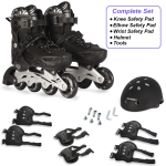 Black/Silver Inline & Roller Skates Shoes Adjustable Size With Complete Set - Image 6