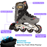 Grey/Gold Inline & Roller Skates Shoes Adjustable Size With Complete Set - Image 2