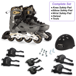 Grey/Gold Inline & Roller Skates Shoes Adjustable Size With Complete Set - Image 6
