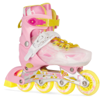 Pink/Yellow Inline & Roller Skates Shoes Adjustable Size With Complete Set