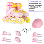 Pink/Yellow Inline & Roller Skates Shoes Adjustable Size With Complete Set - Image 6