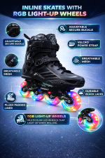 Multi LED Professional Inline Skates Shoes With Multicolored LED Wheels. 36-46 - Image 8