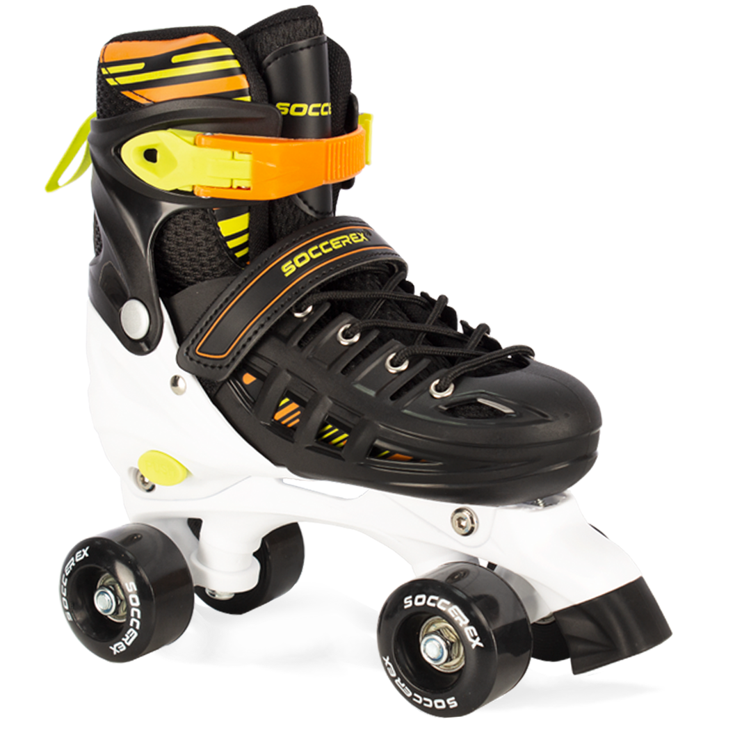 Screx BLK+WHT 1 Quad Black/Green Roller Skates Adjustable Size For Beginners With Complete Set - Image 1