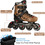 Black/Brown Inline & Roller Skates Shoes Adjustable Size With Complete Set - Image 2