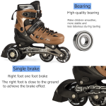Black/Brown Inline & Roller Skates Shoes Adjustable Size With Complete Set - Image 4