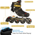 Black/Gold Inline & Roller Skates Shoes Adjustable Size With Complete Set - Image 2