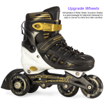 Black/Gold Inline & Roller Skates Shoes Adjustable Size With Complete Set - Image 3