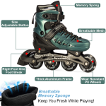 Black/Green Inline & Roller Skates Shoes Adjustable Size With Complete Set - Image 2