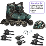 Black/Green Inline & Roller Skates Shoes Adjustable Size With Complete Set - Image 6