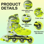 Soft Green Inline & Roller Skates Shoes Adjustable Size With Complete Set - Image 6