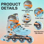 Soft Blue Inline & Roller Skates Shoes Adjustable Size With Complete Set - Image 6