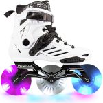 LED  3 Wheels White Professional Inline Skates With 110mm Size LED Wheels