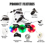 LED  3 Wheels White Professional Inline Skates With 110mm Size LED Wheels - Image 3