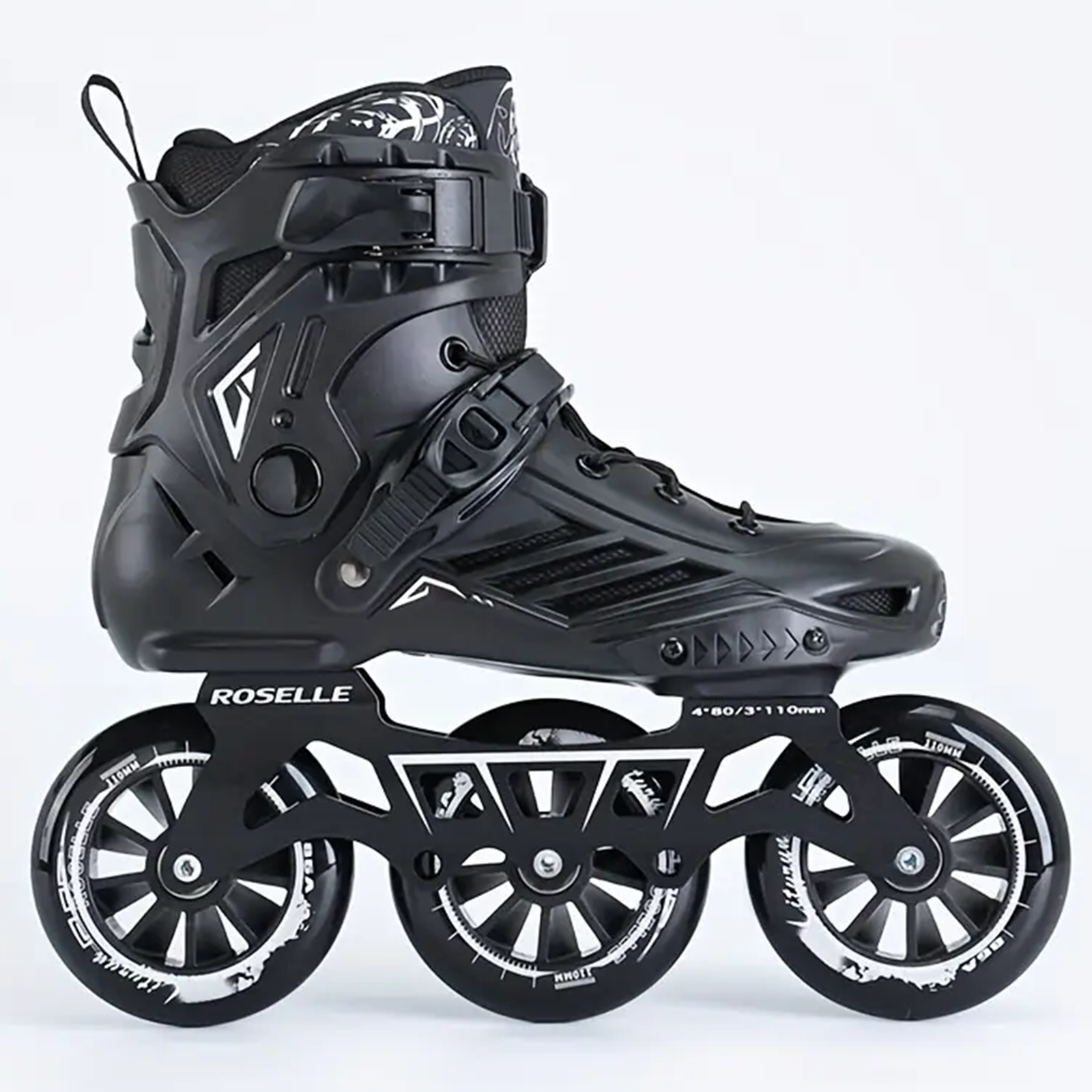 3 Wheels Pro Skate 1 3 Wheels Black Professional Inline Skates Shoes 110mm Wheels Size - Image 1