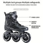 3 Wheels Black Professional Inline Skates Shoes 110mm Wheels Size - Image 2
