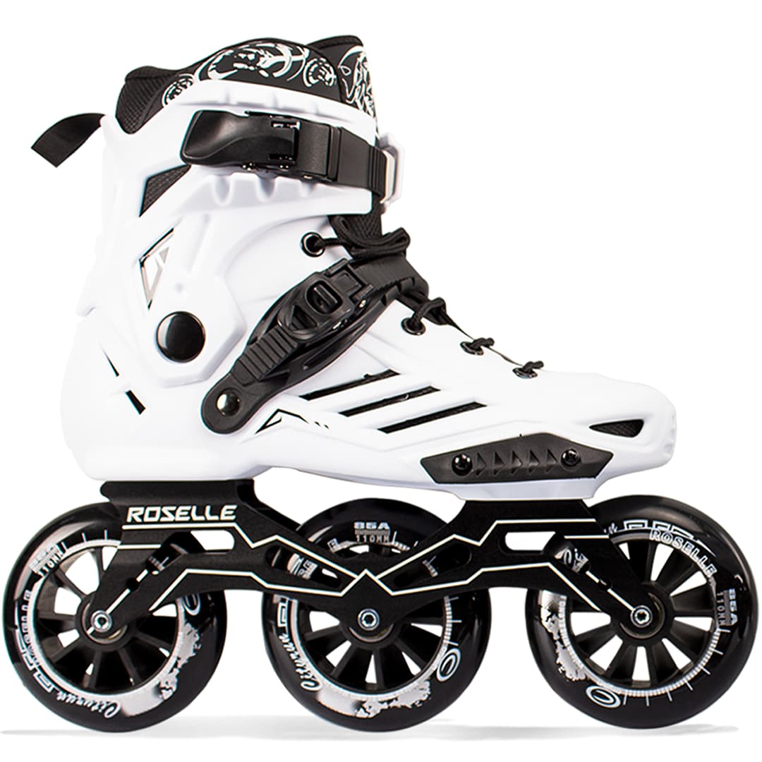 3 Wheels Pro Skates 1 3 Wheels White Professional Inline Skates Shoes With 110mm Size Wheels. (Size 36-46) - Image 1
