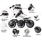 3 Wheels White Professional Inline Skates Shoes 110mm Wheels Size - Image 2