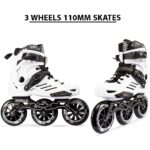 3 Wheels White Professional Inline Skates Shoes With 110mm Size Wheels. (Size 36-46) - Image 3