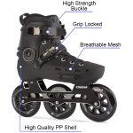 Cougar 3 Wheels Black Professional Inline Skates With 110mm Wheels Size - Image 2