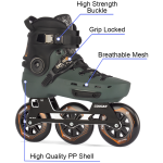 Cougar 3 Wheels Green Professional Inline Skates With 110mm Wheels Size - Image 2