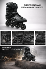 Full Black Professional Inline Skates For Adults Urban Style Skates Shoes - Image 3