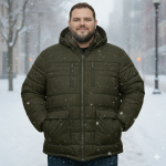 No.9.3 OVERS Men’s Plus Size Puffer Jacket | Winter Warm Hooded Quilted Coat. 1541 - Image 2