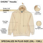 No.8 OVERS Men's Plus Size Plain Color Hoodies, Super Jumbo Size Activewear Hoody. - Image 2