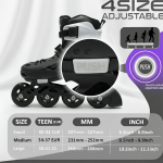 Black Inline & Roller Skates Shoes Adjustable Size With Complete - Image 7