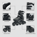 Black Inline & Roller Skates Shoes Adjustable Size With Complete - Image 5
