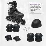 Black Inline & Roller Skates Shoes Adjustable Size With Complete - Image 4