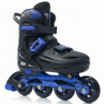Soft Black/Blue Inline & Roller Skates Shoes Adjustable Size With Complete Set
