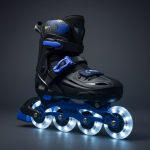 Soft Black/Blue Inline & Roller Skates Shoes Adjustable Size With Complete Set - Image 2