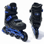 Soft Black/Blue Inline & Roller Skates Shoes Adjustable Size With Complete Set - Image 7