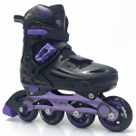 Soft Black/Purpal Inline & Roller Skates Shoes Adjustable Size With Complete Set