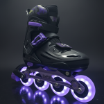 Soft Black/Purpal Inline & Roller Skates Shoes Adjustable Size With Complete Set - Image 2